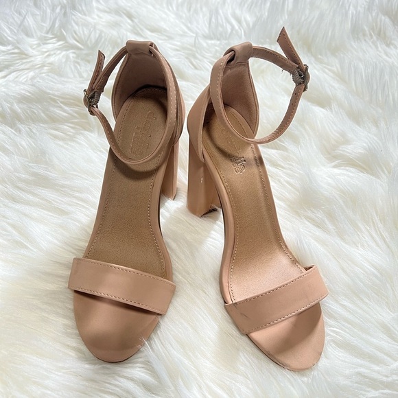 Charlotte Russe Shoes - Tan Ankle Strap Heels